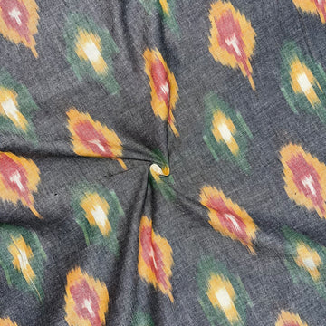 Grey Multi Colour Ikkat Fabric