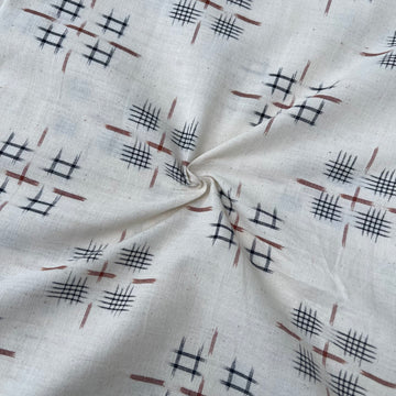 Off white Double ikkat Cotton Fabric
