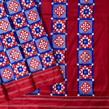 Geometric Telia Rumal Ikkat Silk sari