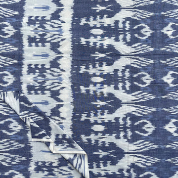 Blue Grey Uzbek ikkay cotton Fabric