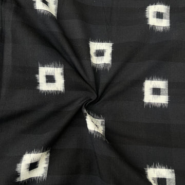 Double ikkat cotton Fabric in black