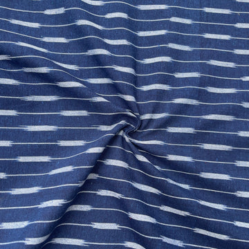Navy Blue Colour Ikkat Cotton Fabric