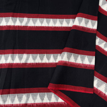 Black Stripes Ikkat Cotton Fabric