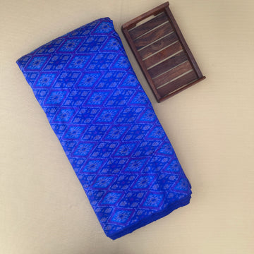 Blue ikkat Raw silk Fabric