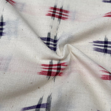 Off White Color Pochampally Ikkat Cotton Fabric
