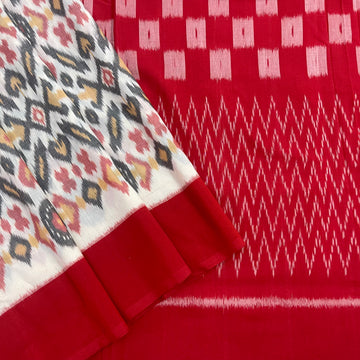 Off white Patola Ikkat Cotton Saree