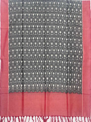 Pochampally Ikkat Cotton Duppata In Gray& Pink colour