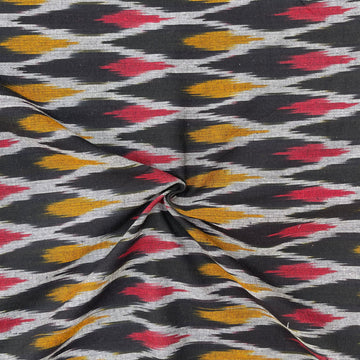 Black Colour Ikkat Cotton Fabric