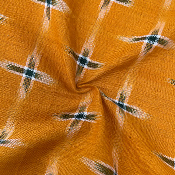 Yellow Color Pochampally Ikkat Cotton Fabric