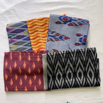 Buy 3 Get 2 Free" offer for the set of 5 blouse fabrics (1 meter each):