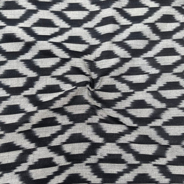 Mersiced Silver & Black Colour Ikkat Cotton Fabric