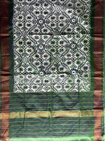 Green colour Pochampalli Ikkat Handloom silk duppata