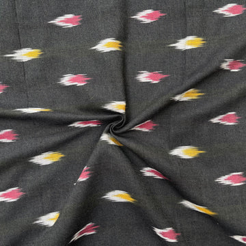 Black Colour Ikkat Cotton Fabric
