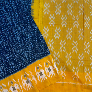 Pochampally Ikkat Cotton Saree in Yellow & Black