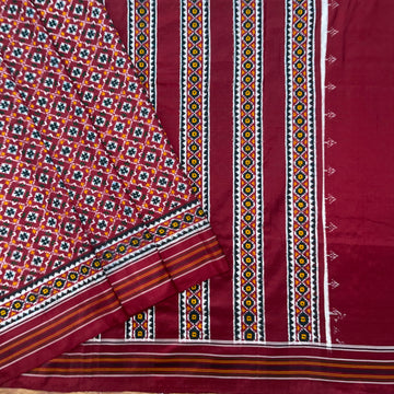 Marron Patola Spun Silk Saree