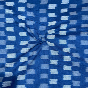 Mersiced Blue Colour Ikkat Cotton Fabric