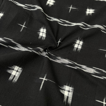 Black Double Ikkat Cotton Fabric