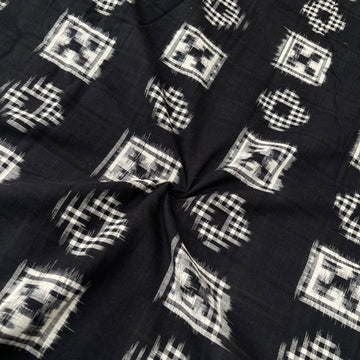 Double Ikkat Cotton Fabric in Black