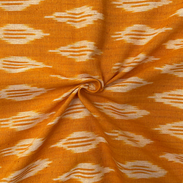 Mustard Yellow Colour Ikkat Cotton Fabric