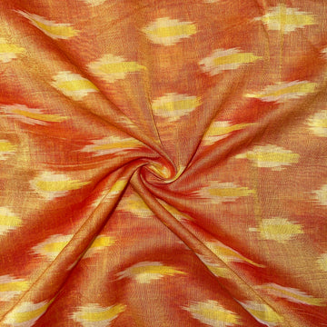 Mustard Yellow Mersiced Ikkat Cotton Fabric