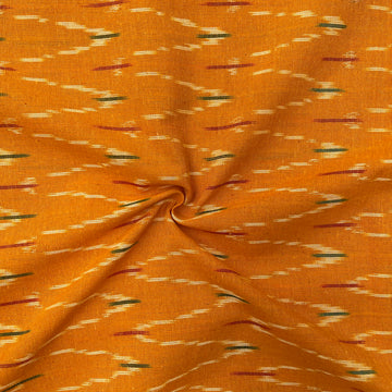 Mustard Yellow Colour Ikkat Cotton Fabric