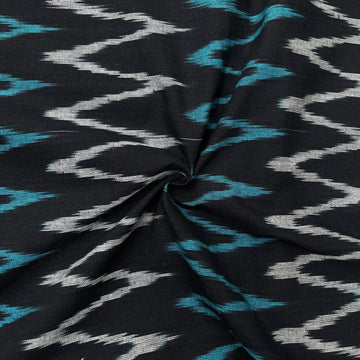 Black Colour Ikkat Cotton Fabric