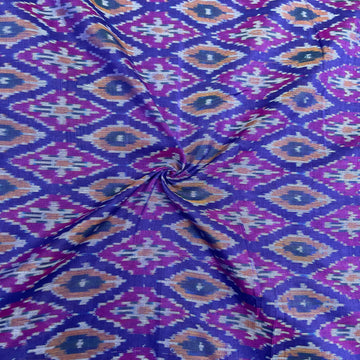 Purple Color Raw Silk Ikkat cotton Fabric