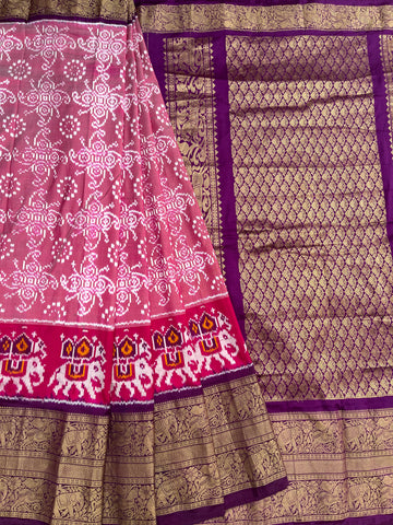 Fushion of kanchi X Ikkat Silk Saree
