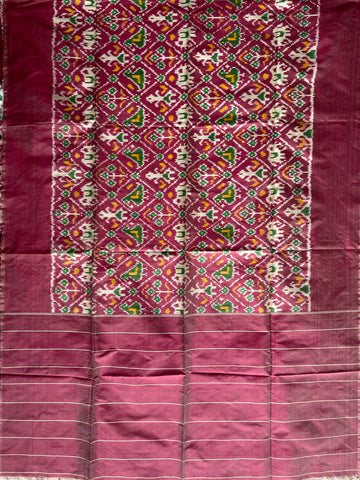 Pestal Pink colour Pochampalli Ikkat Handloom silk duppata