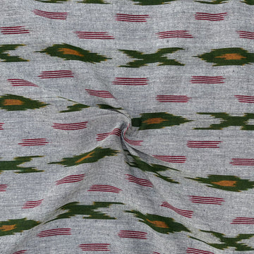 Gray Colour Ikkat Cotton Fabric