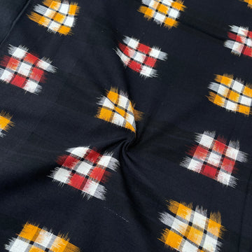Multi Color Black Ikkat Cotton Fabric