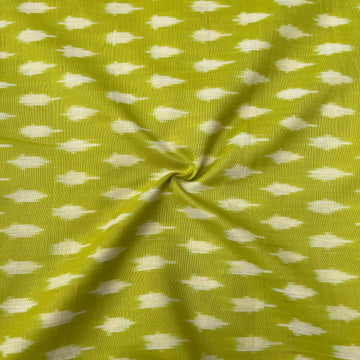 Mersiced Lemon Green Colour Ikkat Cotton Fabric