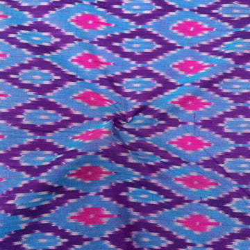 Mersiced Blue Colour Ikkat Cotton Fabric