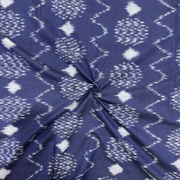 Navy Blue Color Pochampally ikkat Cotton Fabric