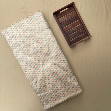 Cream Color Ikkat Raw silk Fabric