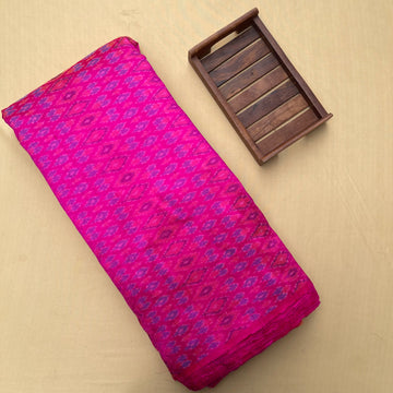 Pink Color Ikkat Raw silk Fabric