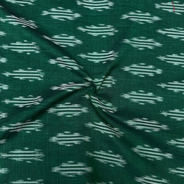 Mersiced Bottle Green Colour Ikkat Cotton Fabric