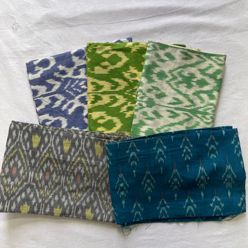 Buy 3 Get 2 Free" offer for the set of 5 blouse fabrics (1 meter each):