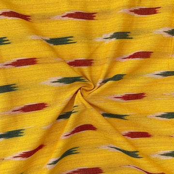 Lemon Yellow Colour Ikkat Cotton Fabric