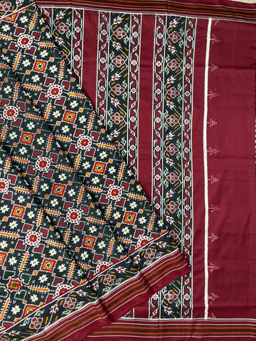 Patan Patola Spun Ikkat Silk Sari handwoven