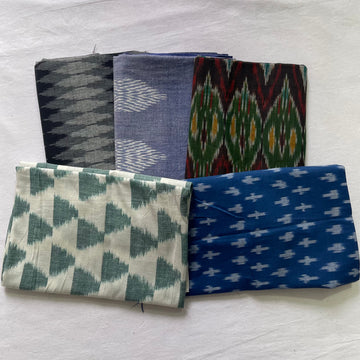 Buy 3 Get 2 Free" offer for the set of 5 blouse fabrics (1 meter each)