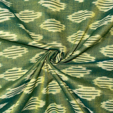 Green Mersiced Ikkat Cotton fabric