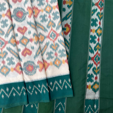 Patola Off white Ikkat Cotton Fabric