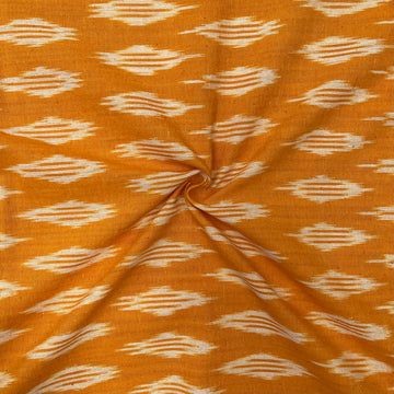 Mustard Yellow Colour Ikkat Cotton Fabric