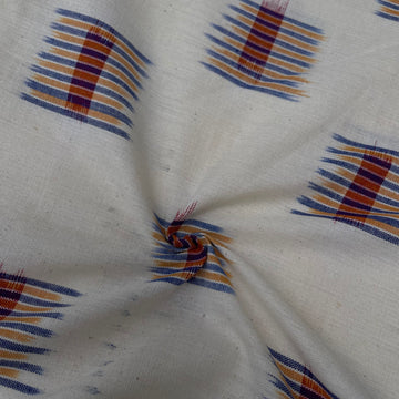 OFF White Color Pochampally Ikkat Cotton Fabric