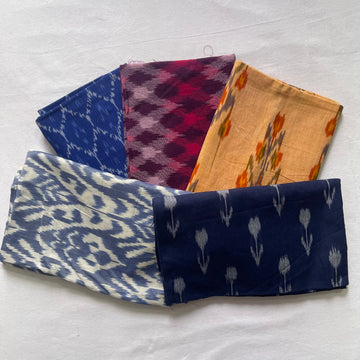 Buy 3 Get 2 Free" offer for the set of 5 blouse fabrics (1 meter each)