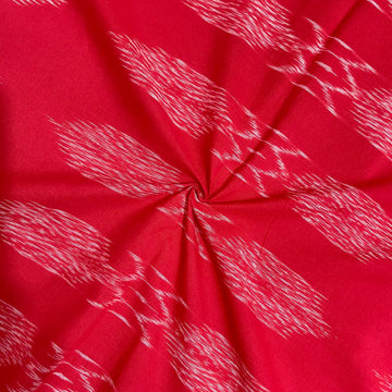 Red Color Ikkat cotton Fabric