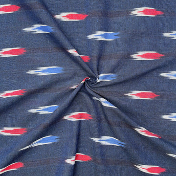 Navi Blue Colour Ikkat Cotton Fabric