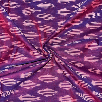 Merisced Purple Colour ikkat Cotton Fabric