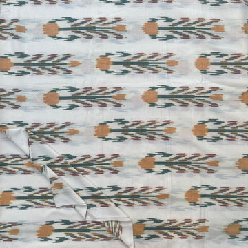 Off White Color Ikkat Pochampally Ikkat Cotton Fabric